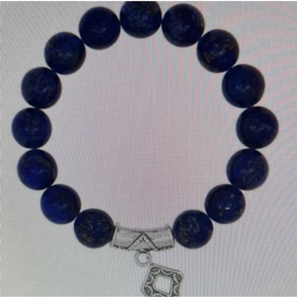 Silpada Vintage Sterling Silver & Lapis Lazuli CONFECTION Stretch Bracelet - Picture 12 of 13
